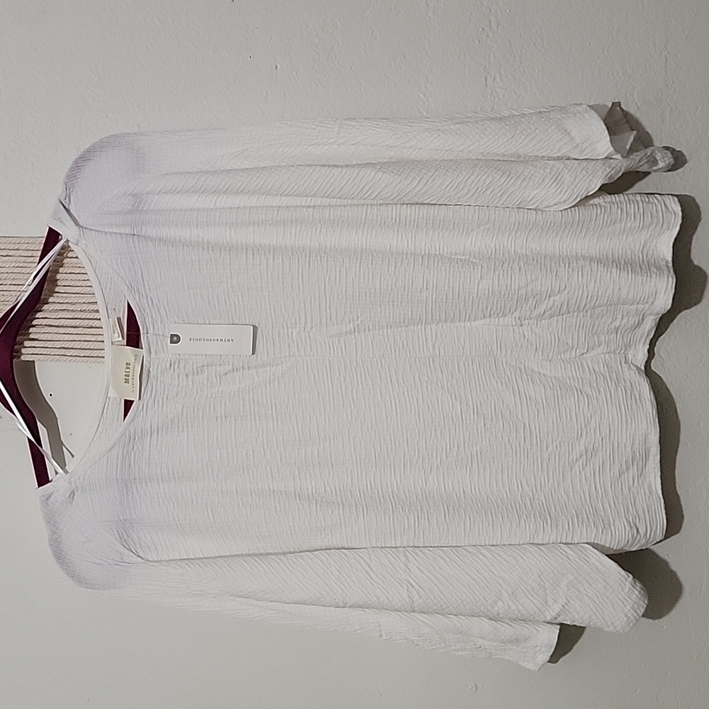 Mango White Textured Tunic Top